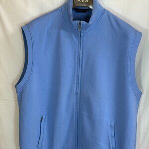 Scott Barber Men's Jersey Knit Pima Cotton Mock Neck Full Zip Vest - Azure - XXL